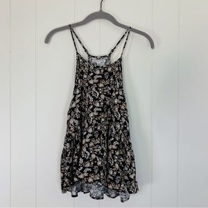 America Eagle Outfitters Black Floral Flowy Tank S